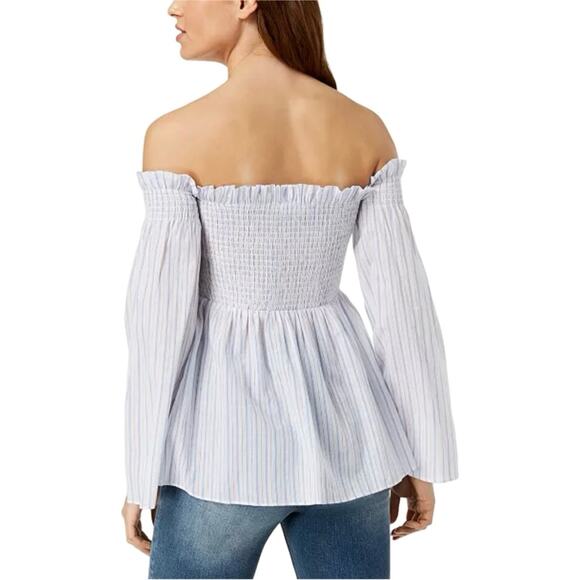 #T159 ASTR The Label REVOLVE Shelby Bell Sleeve Stripe Smocked Top $64 - Picture 4 of 15